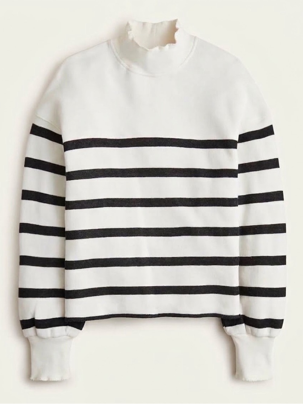 J. Crew Heritage Terry Mock-neck Black White Stripe Sweatshirt